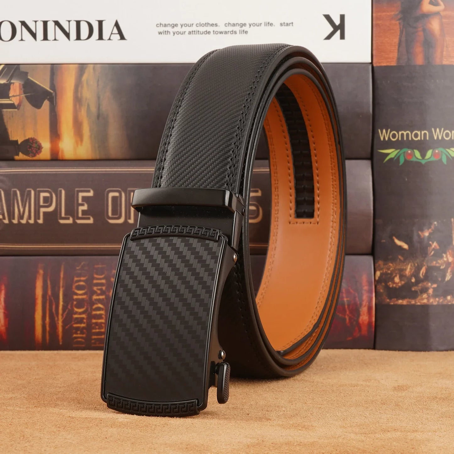 Men's Genuine Leather Cowhide Belt, For Dress Pants