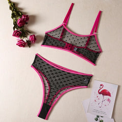 Lingerie Set Polka Dot Women Underwear See Through Bra Panty Set