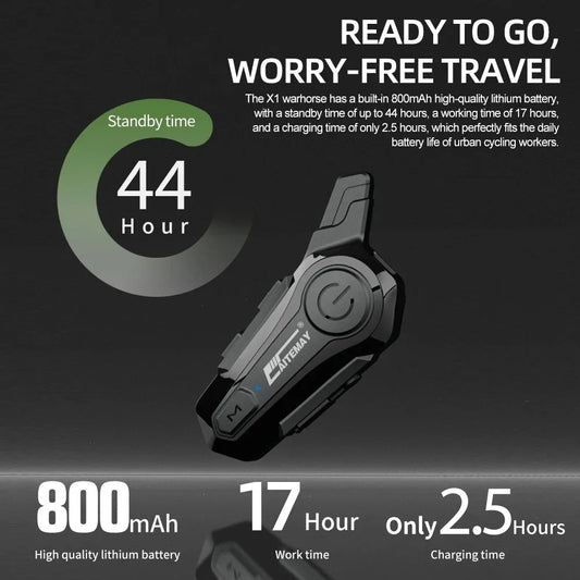 Bluetooth Headphone Motorcycle Helmet Intercom Headset 1000M For 2 Rider Intercomunicador Moto Wireless Interphone Handfree Call