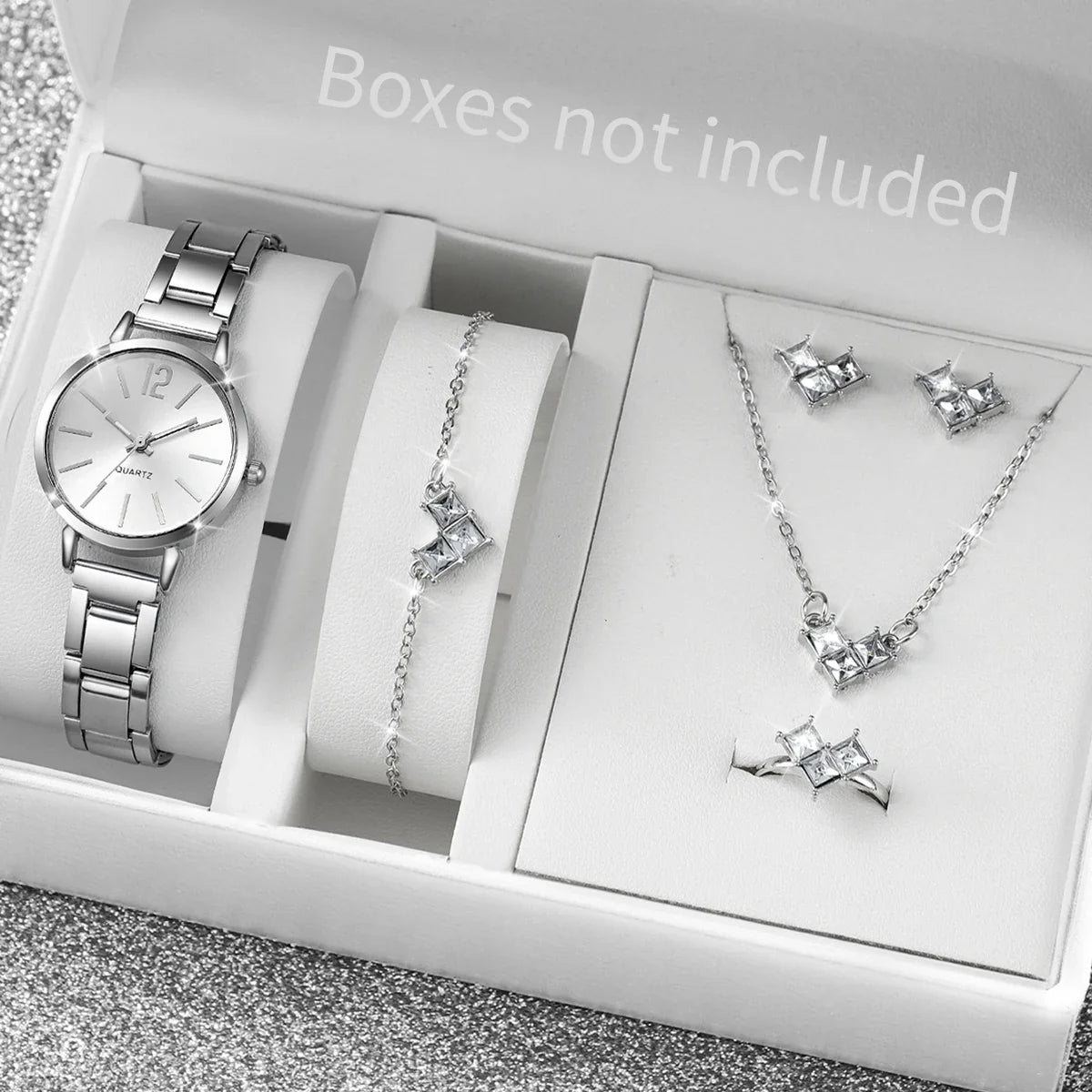 5/6PCS Fashion Women Watches Jewelry Set Luxury Analog Quartz Watch for Women Reloj Mujer Girls Clock Gift(Without Box)