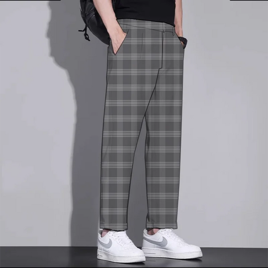 Plaid Men's Casual Suit Pants Outdoor Street Business Casual Dress