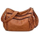 Washed leather women's bag European and American retro shoulder bag