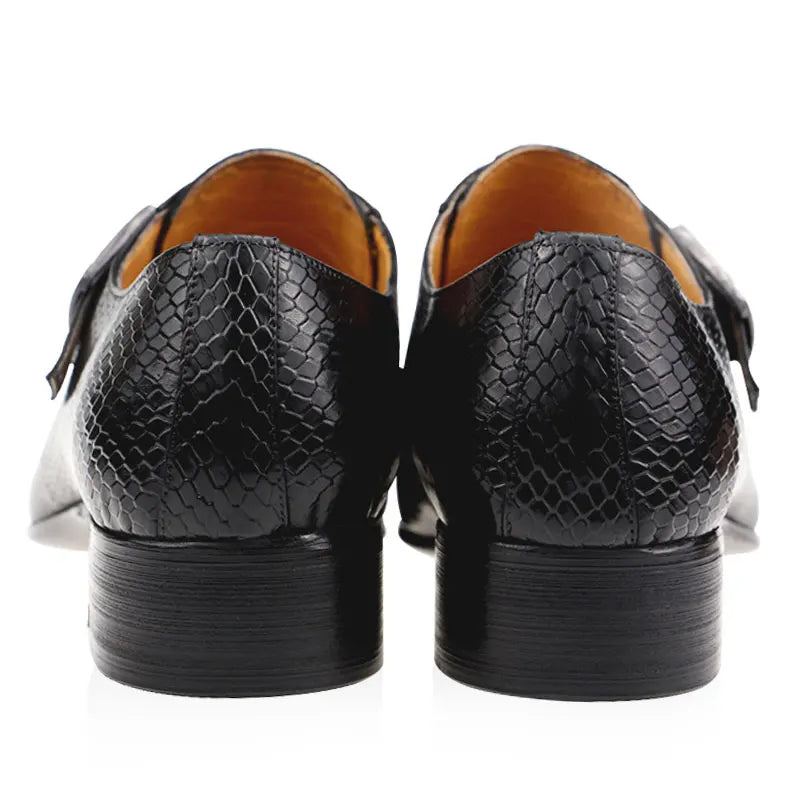 Luxury Business Men Shoes Snaked Printing Genuine Cowhide Leather