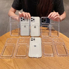 Shockproof Clear Soft Card Holder Wallet Case For iPhone 15 14 11 Pro Max 13 12 Mini XS XR 7 8 Plus Photo Pocket Silicone Cover