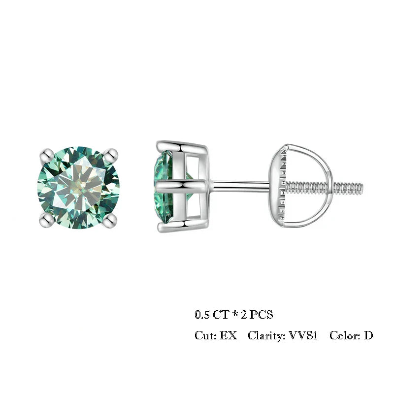BAMOER 4 Prongs Moissanite Earrings for Women Solid 925 Sterling Silver 2CT VVS1 Lab Diamond Sparkling Classic Wedding Jewelry