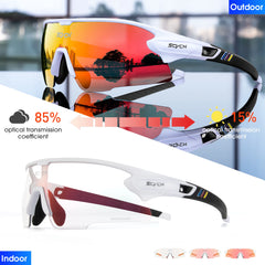 Cycling Glasses Red Photochromic Cycling Sunglasses Outdoor Bike Eyewear