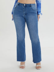 Spring Plus Size Light Blue Jeans for Women Curvy Stretchy Women Jeans