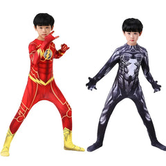 Kids Flash Man Costume Boys Cosplay Headgear Mask Set New Year Carnival Party Superhero Fancy Dress