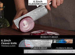 Kitchen Knives-Set Damascus Steel VG10 Chef Knife Cleaver Paring Bread Knife Blue