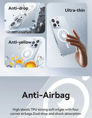 Magnetic Transparent Case For iPhone 15 14 13 Pro Max Case For Magsafe Wireless Charge Shockproof Cover Anti-fall