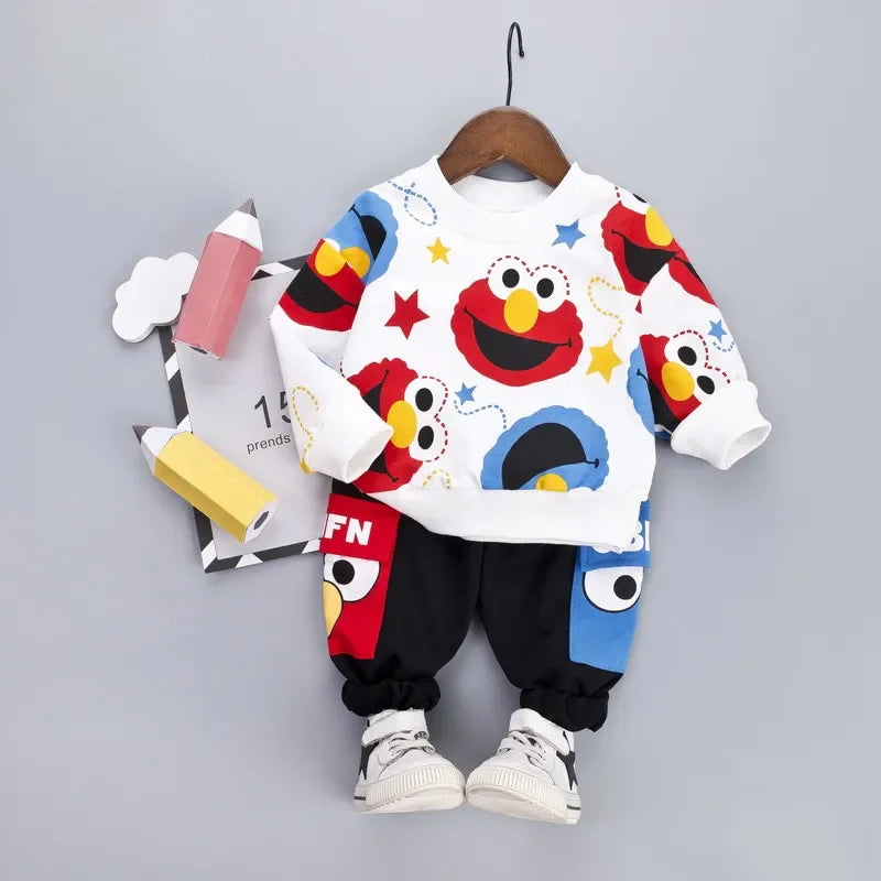 Spring Kids Boys Girls Casual Clothes Kids Cartoon T-Shirt Pants 2Pcs/Set Infant Cotton Clothing Set Children Fashion Tracksuit