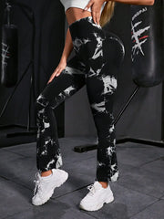 Women's Seamless Tie Dye Flared Leggings High Waisted Tummy Control Workout