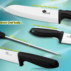 Ceramic Knife Set of Kitchen Knives 3 4 5 6 Inch Sharp Serrated Bread Chef Utility