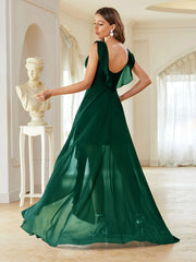 Homecoming Dresses: Surplice Front Ruffle Trim Prom Dress