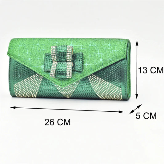 Matching Shoes and Bags: Women's Pumps Shoe and Bag Set Fashionable Rhinestone