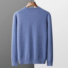 Merino wool men's sweater O-neck knitted long-sleeved men's pullover basic solid top