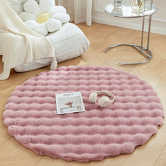 Faux Fur Round Carpets Luxury Bubble Shaped Plush Rugs for Bedroom Decor Non Slip