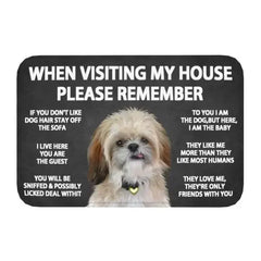 Please Remember Shih Tzu Dogs House Rules Entrance Doormat Decor Kitchen Welcome