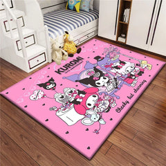 Kuromi Sanrio Lovely Carpet Rug for Living Room Bedroom Decoration Picnic Camp