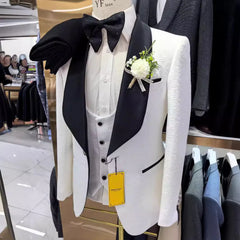 Man Suit Boutique Cross Border Jacquard Men's Wedding Casual Host Suit 3 Sets