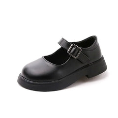Girls Solid Color Leather Shoes for Wedding Party Kids Black Causal School Shoes