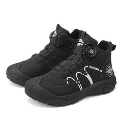 Fashion Black Men Motorcycle Boots Knob Design Biker Boots Men Ankle Boots Non-slip Outdoor Work Boots for Men botas masculino