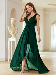 Homecoming Dresses: Surplice Front Ruffle Trim Prom Dress