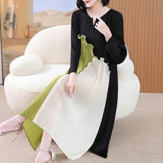 Evening Dresses: Dress for Women Stitching V-neck Loose Plus Size Casual