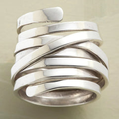Wrapped iron ring, minimalist metal style ring