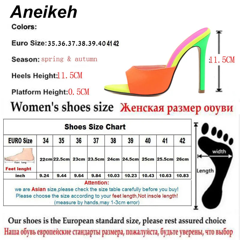 Sandals Mules High Heels Pointed Toe Heels For Women Summer Slippers Lady Party