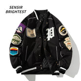 American Street Embroidery Jacket Men's Baseball Shirt Heavy Cotton Coat Men's