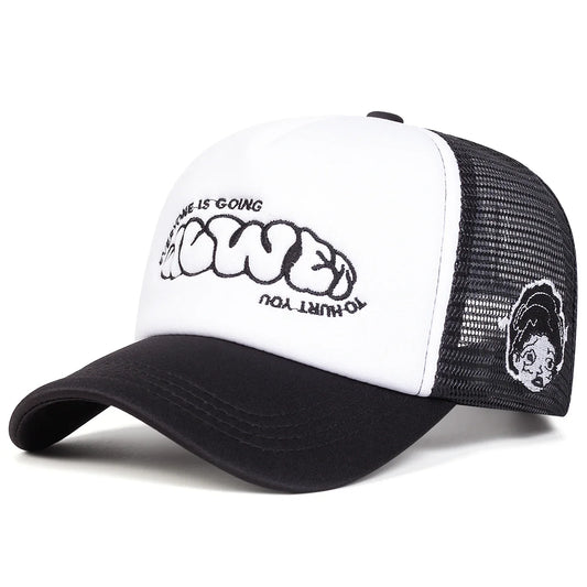 Unisex EVERYONE IS GOING Embroidery Baseball Net Caps Spring and Summer Outdoor Adjustable Casual Hats Hip Hop Hat Sunscreen Hat