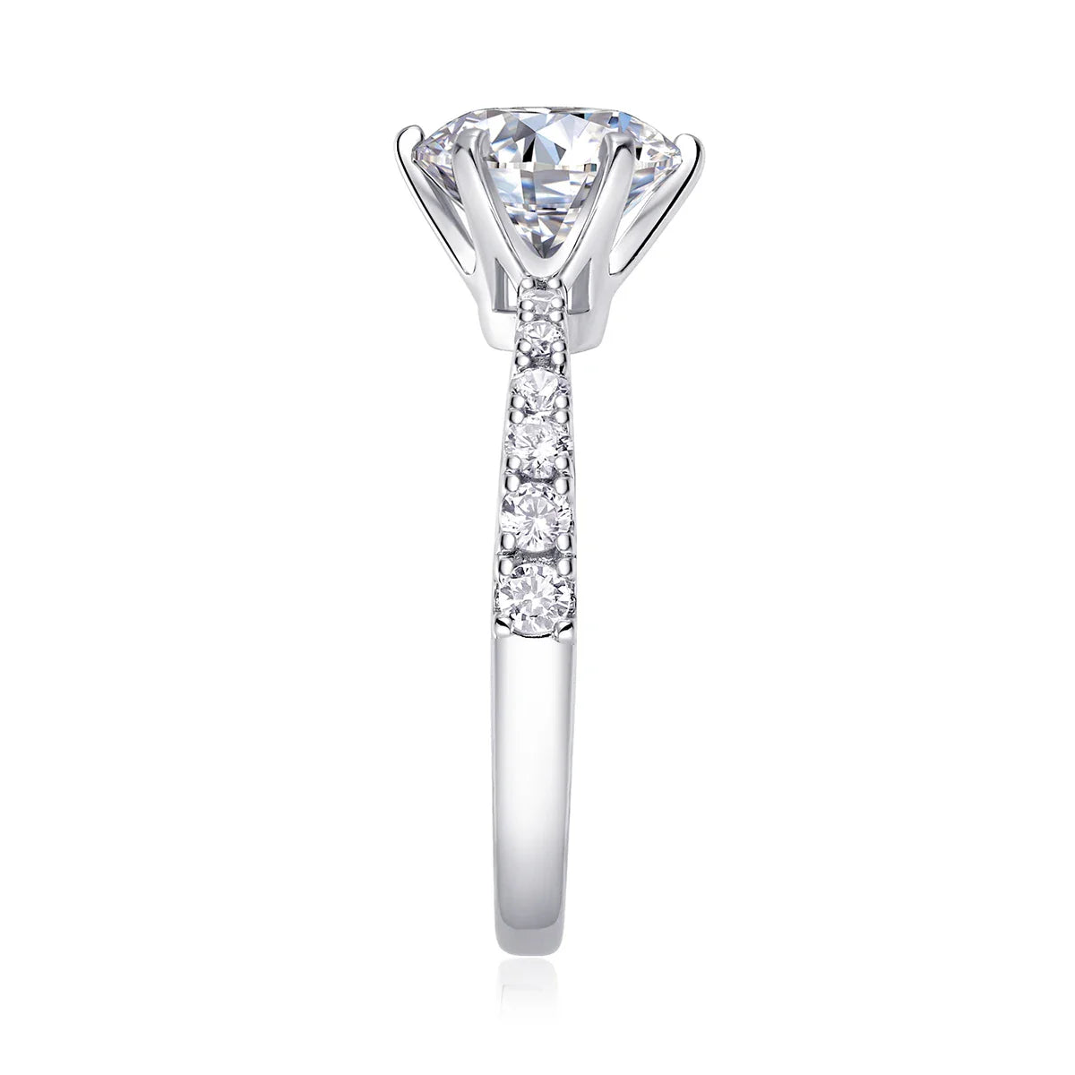 JIUZUAN 2ct Moissanite Ring, 925 Silver Plated 18k, Round Cut, Eternity Band, Wedding Ring for Women, Sparkle Engagement Jewelry