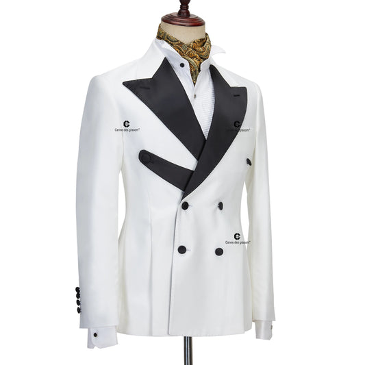 Tuxedo for Mens: Wedding Suits for Men 2 Pcs Double-Breasted Black Jacket Tuxedo