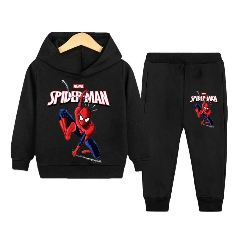 Hoodie For Boys Casual Thin Long-sleeves Sweatshirt+long Pants Sets for Kids Autumn Spider-Man Printed 2pcs Set Clothing