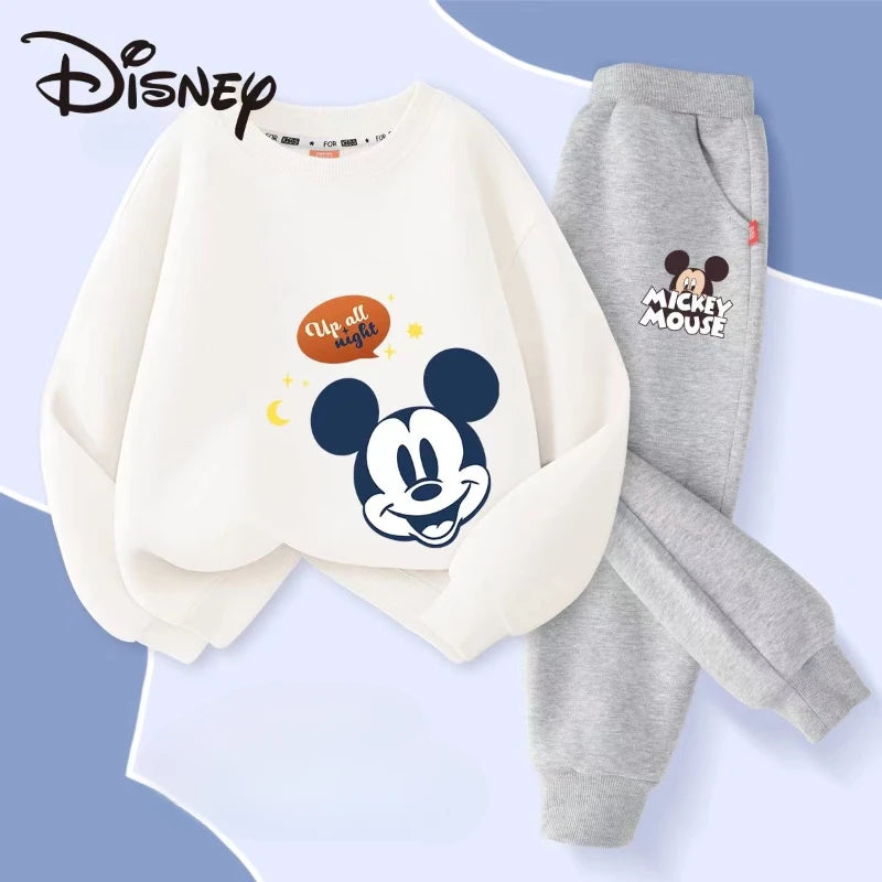 Autumn Baby Girl Boy Clothes Set Children Disney Mickey Printing Sweatshirt Top and Pants Bottom 2 Piece Suit Cotton Tracksuit