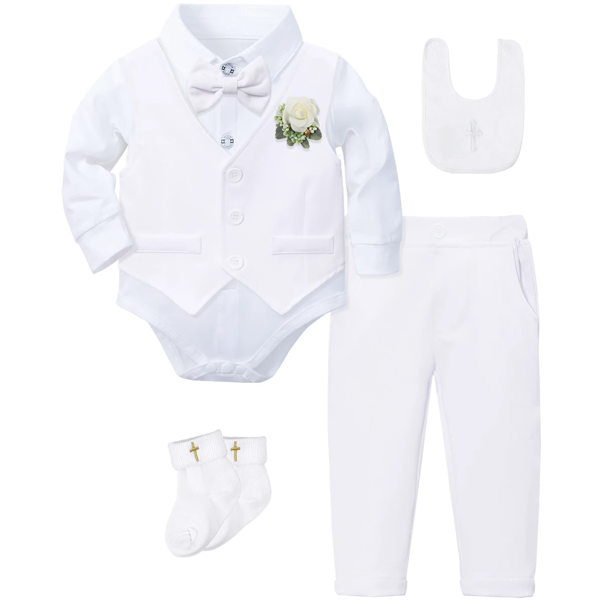 Outfit Boy Infant Baby Church Christening Suit Toddler White Blessing Set Newborn Easter Birthday Party Gift Clothes