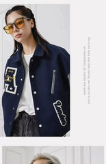 Letter Embroidery Bomber Jacket Men Women Autumn Winter Leather Sleeves