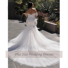 White Bridesmaid Dresses: Wedding Dresses Plus Size Off the Shoulder Bride Gowns