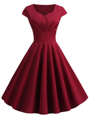 Evening Dresses: Women Short Sleeve Hepburn 50s 60s Vintage Pin Up Rockabilly