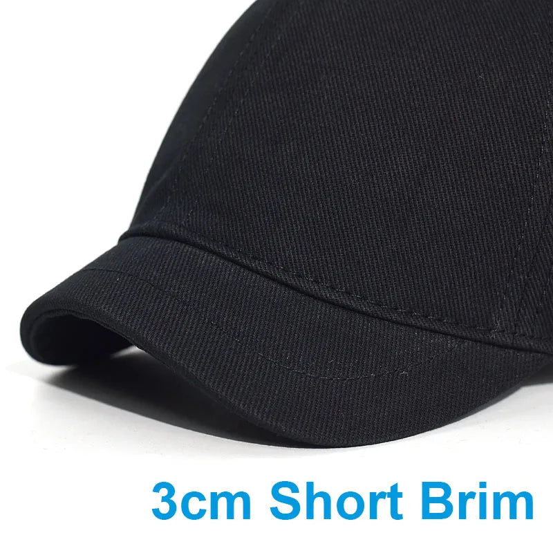 Short Brim Cotton Baseball Cap Men Women Casual Vintage Dad Hat Adjustable