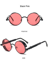 Classic Gothic Steampunk Sunglasses Luxury Brand Designer High Quality Men and Women Retro Round Metal Frame Sunglasses UV400