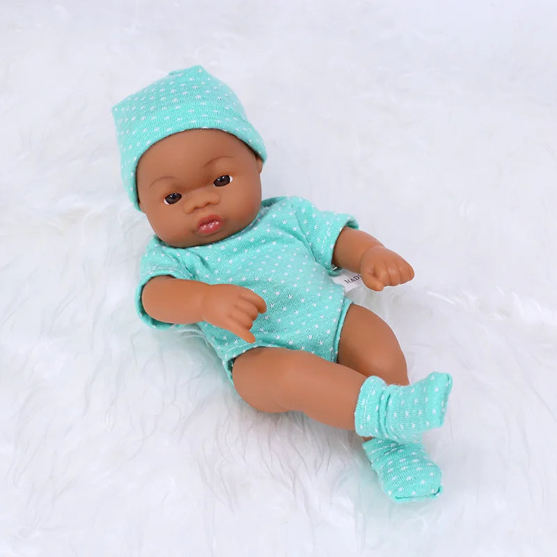 Black Reborn Dolls African Reborn Baby Doll 20cm Dolls Baby Reborn Baby Doll Toys Soft Touch High Quality Doll for Children Toys