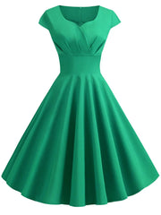 Evening Dresses: Women Short Sleeve Hepburn 50s 60s Vintage Pin Up Rockabilly