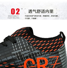 Men Soccer Shoes Turf Indoor Long Spikes High Ankle Football Field Boots