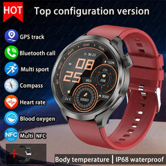 BOXUXING 1.85-inch Smart Watch Men Sport Waterproof Fitness Heart Rate Watches Compass GPS Track NFC Bluetooth Call Smartwatch