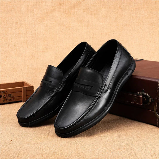 Genuine Leather Men Casual Shoes Italian Mens Loafers Moccasins Breathable Slip
