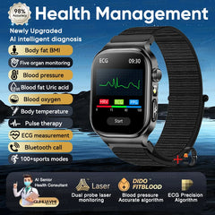 2025 New Five organ examination Health Care Smart Watch Men ECG+PPG Uric Acid Blood Fat Bluetooth Call Sports tracker Smartwatch