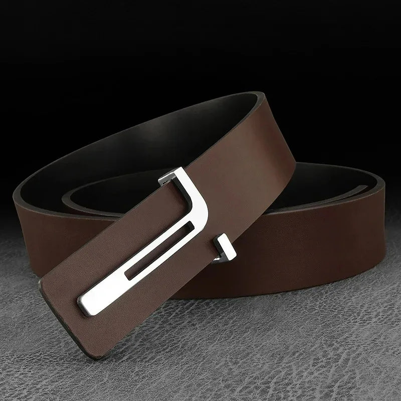 3.8cm Fashion Men's Belts High Quality Designer Luxury Famous Genuine Leather Belt Jeans Formal Cowskin Black Male Waist Strap