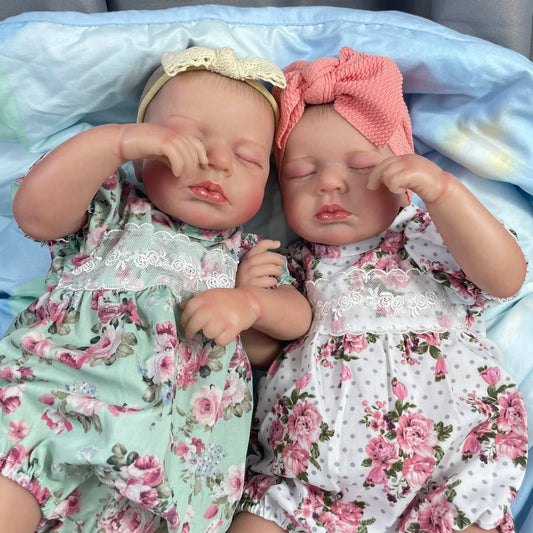 1Pcs 50CM Finished Reborn Baby Dolls LouLou Twins Girl Lifelike Silicone Vinyl Newborn 3D Skin Visible Veins DIY Toys For Girls